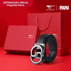 SEPTWOLVES | Mens Genuine Leather Belt Automatic Buckle