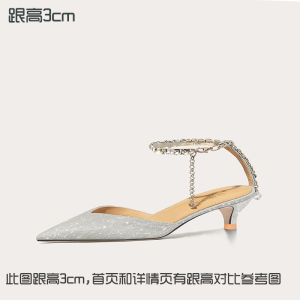 Lily Wei เรียบหรู คริสตัล สายคล้อง รองเท้าแตะ ทันสมัย ขนาดเล็ก ผู้หญิง รองเท้ารองเท้าส้นสูงสวยแวววาว หนัง รุ่นอัพเกรด