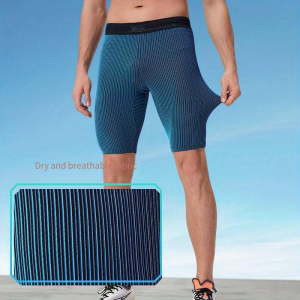 Mens Summer Tight Running Sports Quick-Dry Shorts Compression Pants Breathable Marathon Fitness Pants with Pockets