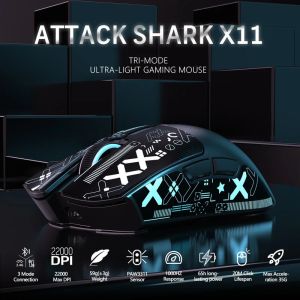 ATTACK SHARK | ATTACK SHARK X11 Lightweight Wireless Gaming Mouse/Mouse stickers RGB Charging Dock 22K DPI PAW3311 Tri-Mode for PC/Mac