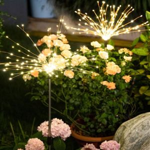 LED Solar Garden Lights Outdoor Waterproof Firework Lights Christmas Lights Solar Powered String Lamp with Twinkling and Steady-ON for Garden Patio Yard Flowerbed Parties