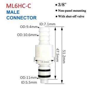 Disconnect Fitting Coupling Hose Joint Quick Shut-Off Male Female Hose Barb Valved 1/4 5/16 3/8 Tube Connector Quick Coupler