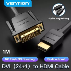 Vention Cáp DVI Sang HDMI Chân DVI D 24 + 1 Hỗ Trợ Cáp HD 4K 60HZ Cáp HDMI Sang DVI Hỗ Trợ Cáp HDMI DVI Tốc Độ Cao 3D 1080P Cho Máy Tính Xách Tay Kết Nối Với TV LCD HDTV XBOX màn Hình Máy Chiếu Đầu Ra HD Video Cáp DVI Sang HDMI