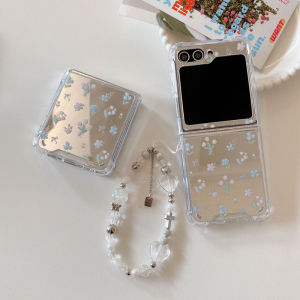 Ins Simple Small Floral Samsung ZFlip6 Phone Case Airbag Anti-Fall Mirror Surface Protective Cover Foldable Screen Protection