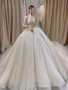 ชุดแต่งงานสไตล์เจ้าหญิง 2025 ชุดราตรีสไตล์ใหม่สำหรับเจ้าสาวตัวเล็ก ชุดยาวคลุมเข่า ชุดแต่งงานฤดูร้อน ชุดราตรี