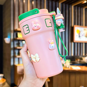 Coffee Thermos Cup for Girls Good-looking Portable Cup Portable Double Drink Straw Cup 316 Stainless Steel Mens Car