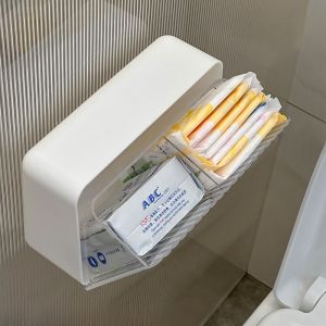 Bathroom Toilet Wall Mounted Sanitary Pads Storage Box Waterproof No Drilling Organizer Rack for Period Goods Paper Towels