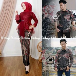 Setelan Kebaya Aurora Selendang Couple Pasangan Kemeja Batik Pria Baju Sarimbit Kondangan Pesta
