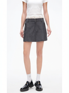Dark Checkered Gray A-line Skirt