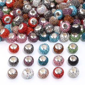 10Pcs 14mm Shambhala Rhinestone Beads Colorful Large Hole Loose Beads For Jewelry Making DIY Necklace Bracelet Earrings Supplies
