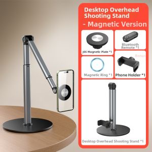 Stable Live Streaming Phone Holder Magnetic Base Light & Cooling for Calligraphy Painting Photography