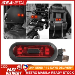 SEAMETAL Motorcycle Helmet Brake Light USB Rechargeable LED Safety Warning Helmet Tail Lights