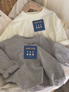 Soft Long Sleeve round Neck T-Shirt for Kids Boys Girls Cartoon Print Cotton Sweatshirt Spring Autumn Seasonal Childrens Base Shirt