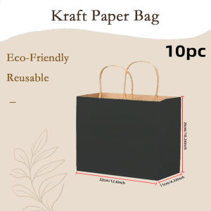 Blue handle kraft paper bag bulk gift bag suitable for business shopping grocery retail birthday party gifts and goods