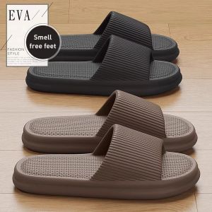 Summer Lovely Solid Color Home Slippers For Women Men Non-slip EVA Bathroom Slides Females Concise Light Sandals Couples Shoes