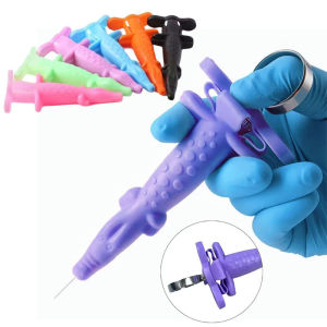 2pc Dental Syringe Sleeve Crocodile Shaped Dentist Syringe Protective Cover Reusable Dentistry Surgical Injector Tool Instrument