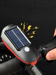 Solar Charging LED Bicycle Light with Loud Horn USB Rechargeable Waterproof Bike Headlight 3 Modes mountain bike night riding light outdoor light High Brightness Waterproof