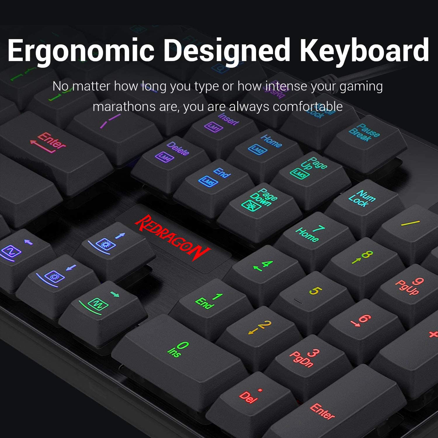 Redragon DYAUS 2 K509-RGB Gaming Keyboard 104 Key Quiet Low Profile Backlit Mechanical Feel Keyboard