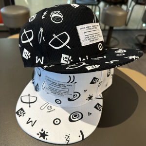 Hat Men Spring/Summer Graffiti Flat-Brimmed Cap Big Head Circumference Wide Brim Baseball Cap Female Street Hip Hop Hat Adult Board Hat