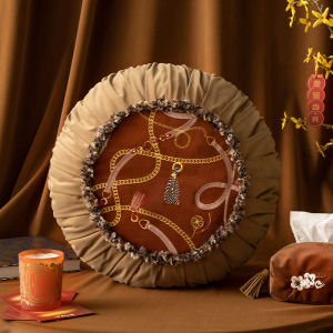 Chinese Style Red Decorative Pillow for Sofa Living Room Window Seat Cushion Home Fabric Art Pillow with Geometric Pattern