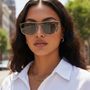 Metal Frame One-piece Sunglasses Fashionable And High-end Sunglasses For Square And Round Faces For Women And Men 2507