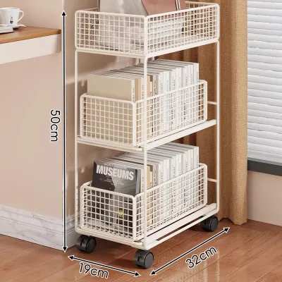 WUBUWEI | Movable Multi-level Book Storage Rack With Wheels