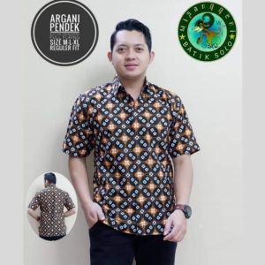 Baju Batik Pria Dewasa Batik Pria Lengan Pendek Terbaru Full Furing Batik Wisanggeni Solo Motif Catur Cokelat Hitam