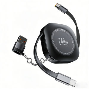 240W Retractable 4-in-1 Fast Charging Cable USB Type-C/Lightning Interface Data Transfer for IPhone IPad Samsung