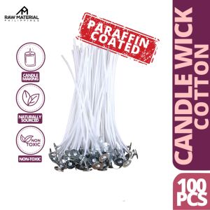Raw Materials Philippines Paraffin Coated Candle Wick 100pcs for Soy Paraffin Palm Wax Candle Making Supplies