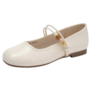 Josiny | Elegant Versatile French Mary Jane Flats White