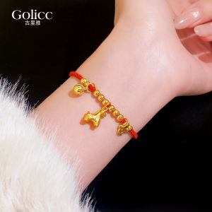 Red String Sand Gold Horse Year Lucky Charm Bracelet Womens Fashion Accessory Bell Detailing Elegantly Designed Hand Cord