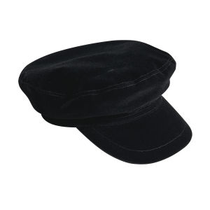 หมวกเด็กสีดำกำมะหยี่ ทรงสปอร์ต สำหรับผู้ชายและผู้หญิง ทรงเรือทหารเสนาธิการ ทรงแบน ฤดูใบไม้ร่วง/ฤดูหนาว หมวกแฟชั่นลำลอง