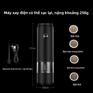 USB Sạc Điện Máy Xay Tiêu Và Muối 6 Bánh Răng Có Thể Điều Chỉnh Độ Thô Thân Thiện Với Môi Trường Nhà Bếp Cối Xay Gia Vị Trắng