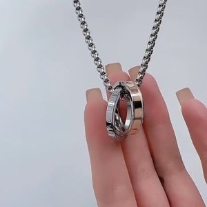 FEDD - Eclipse Chain Double Ring Kalung Pria Titanium Steel Fashion Hype Anti Karat