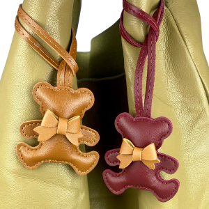 Adorable Leather Bear Keychain - Cute Bow Tie 8 Colors Multi-Pack for Bag Charms-PU Leather-Perfect Gift For Women/Kids