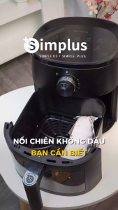 Simplus Nồi chiên không dầu 5L Sức chứa cho cả gia đình Thiết kế nhỏ gọn Tiết kiệm không gian Đa năng Ít dầu mỡ Cửa sổ quan sát lớn Ngăn châm nước 10 chế độ nấu KQZG022