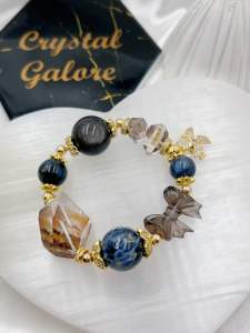 |SG| Premium Crystal Bracelet (Pietersite Phantom Quartz Icy Obsidian Silver Sheen Obsidian 18K Plated)