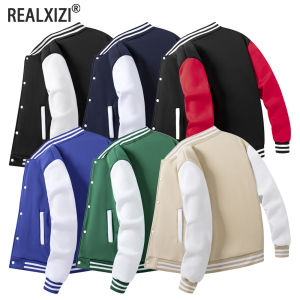 Spring Autumn Hip Hop Baseball Coat Classic Men Color Splicing Jacket Daily Casual Oversize Uniform Outdoor Sports Warm Clothes