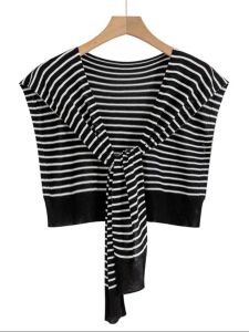 Khăn Choàng Cổ Dệt Kim Mỏng Kẻ Sọc Mùa Hè Cho Nữ Áo Khoác Ngoài Phòng Điều Hòa Không Khí Văn Phòng Cổ Giả Vai Giả Cổ Áo