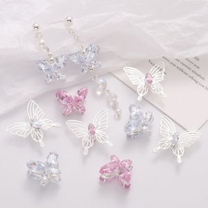 18/25x14/23mm 1pc/bag Alloy inlaid zircon butterfly through-hole beads Spacer Beads Bracelet Versatile Fashionable Student Jewelry Contemporary Alloy Contemporary Style