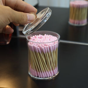 Desktop Dust Box Floss Cotton Swab Storage Box Organizing Transparent Cotton Swab Holder with Lid Small Sundries Storage Jar