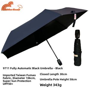 Taiwan Rainbow House Automatic Umbrella Sunshade High End Fumao Umbrella Black Glue Rain And Sun Umbrella Anti Rebound