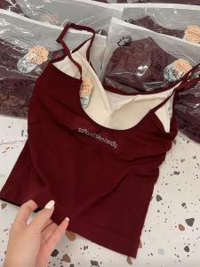 เสื้อครอปสายเดี่ยวผ้าโมดอลเนื้อนุ่มแบบมีฮู้ดสำหรับผู้หญิงในฤดูใบไม้ร่วงปี 2024 ทรงเข้ารูป U ด้านหลังสุดเซ็กซี่พร้อมถุงน้ำมันแบบบูรณาการ