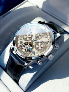 OLEVS | Automatic Mens Watch with Open Heart Design and Water Resistance