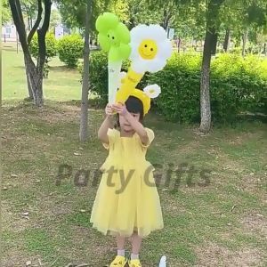 Balon Pentungan Tongkat Tangan Motif Bunga Daisy & Balon Foil Pentungan Bunga