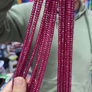 3 * 5mm Natural Red Corundum Ruby Cut Hollow Bead Scattered Beads Semi-Finished DIY Necklace Bracelet Beads Accessories Beaded