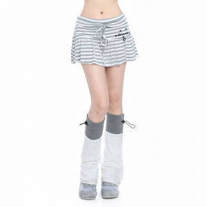 Retro Stripe Embroidered A-Line Mini Skirt