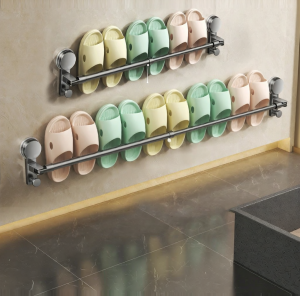 Suction Wall Mounted Shoe Rack Storage Holder Bathroom Gap Organizer