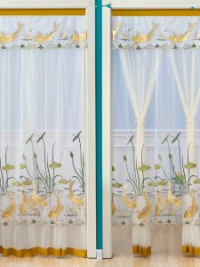New 2022 Lace Mosquito-Proof Door Curtain Retractable Rod Bedroom Home Partition Toilet Blocking Curtain Traditional Chinese Style