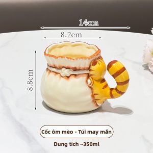 XIAOHUANGLU | Cốc Gốm Đôi Hình Mèo Dễ Thương